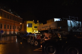 Convoi exceptionnel (matériel technique pour fondations) destiner au chantier du Grognon (Namur).