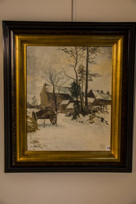 Exposition de tableaux de l'Ecole liÃ©geoise du paysage Ã  l'abbatiale de Saint-Hubert. Toile de Richard Heintz (1871-1929) : 